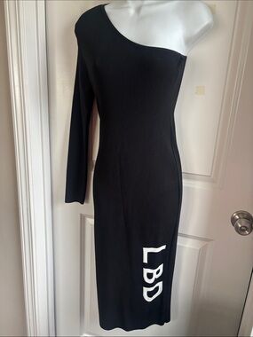 Classy Bar III- LBD Black One-Shoulder Midi Dress - Sz Small